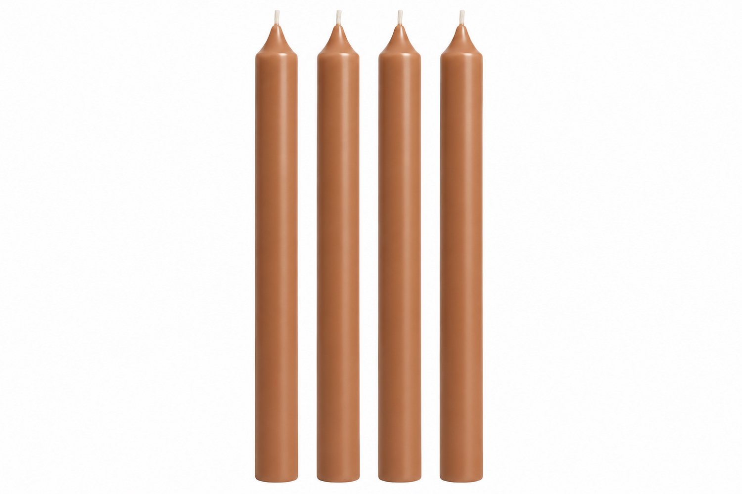 Geur & Klasse Dinerkaarsen Glad – Set van 4 – Café au Lait Karamelbruin – 25 cm – Handgemaakt – Sojawas