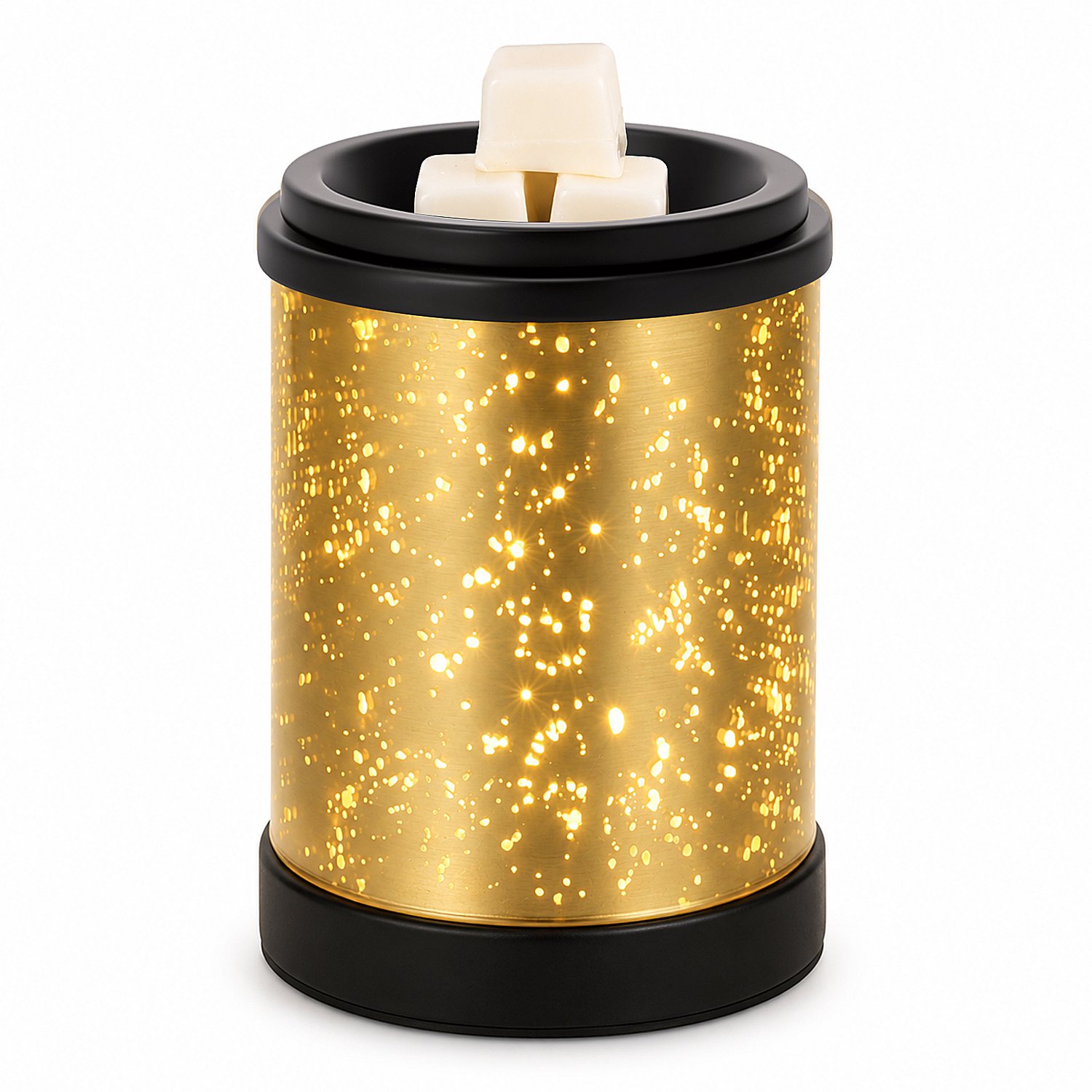 Lemlit Elektrische Wax Melter - Sneeuwvlok Design - Warm LED Licht - Zwarte Metalen Geurbrander voor Wax Melts en Geurblokjes