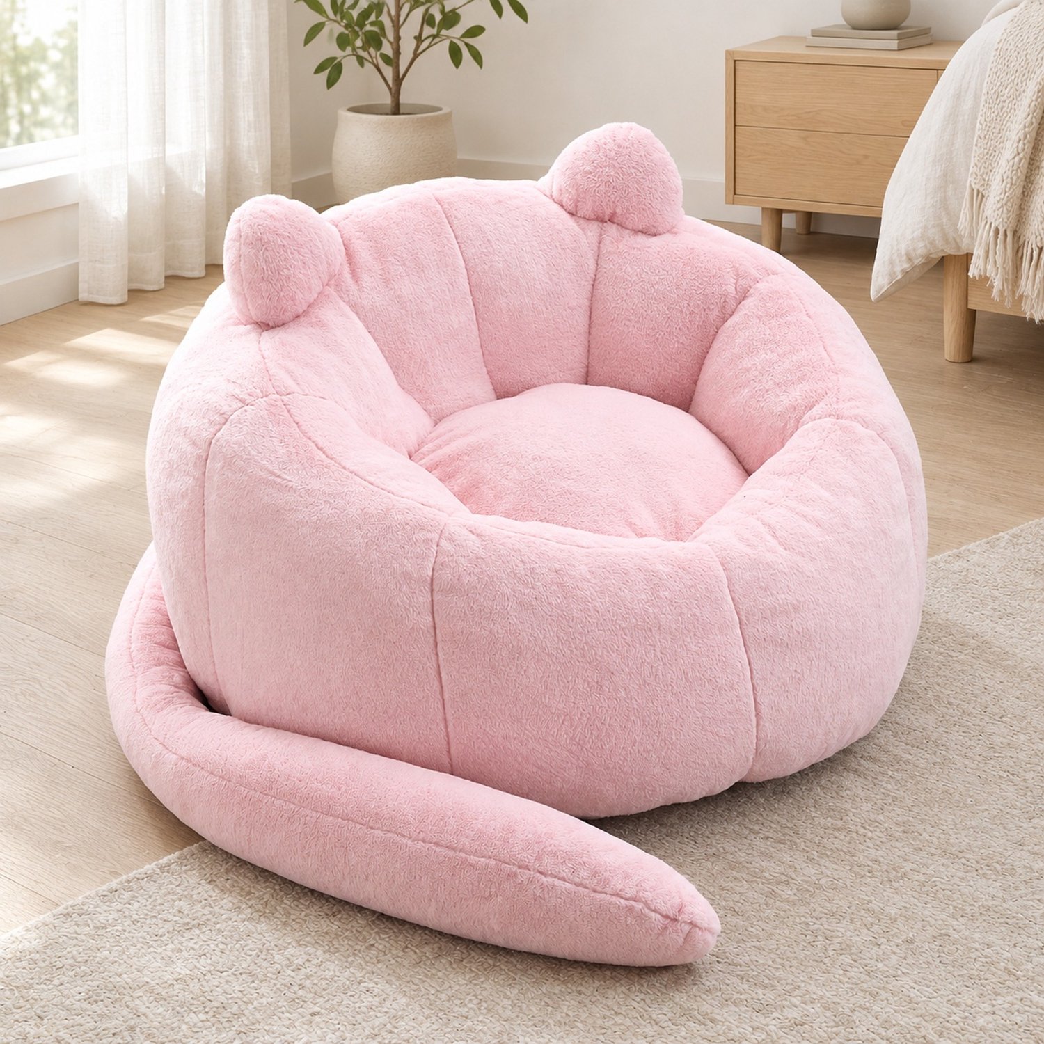 CHICFURN Zitzak - Zonder montage - Met rugleuning en armleuningen - Roze
