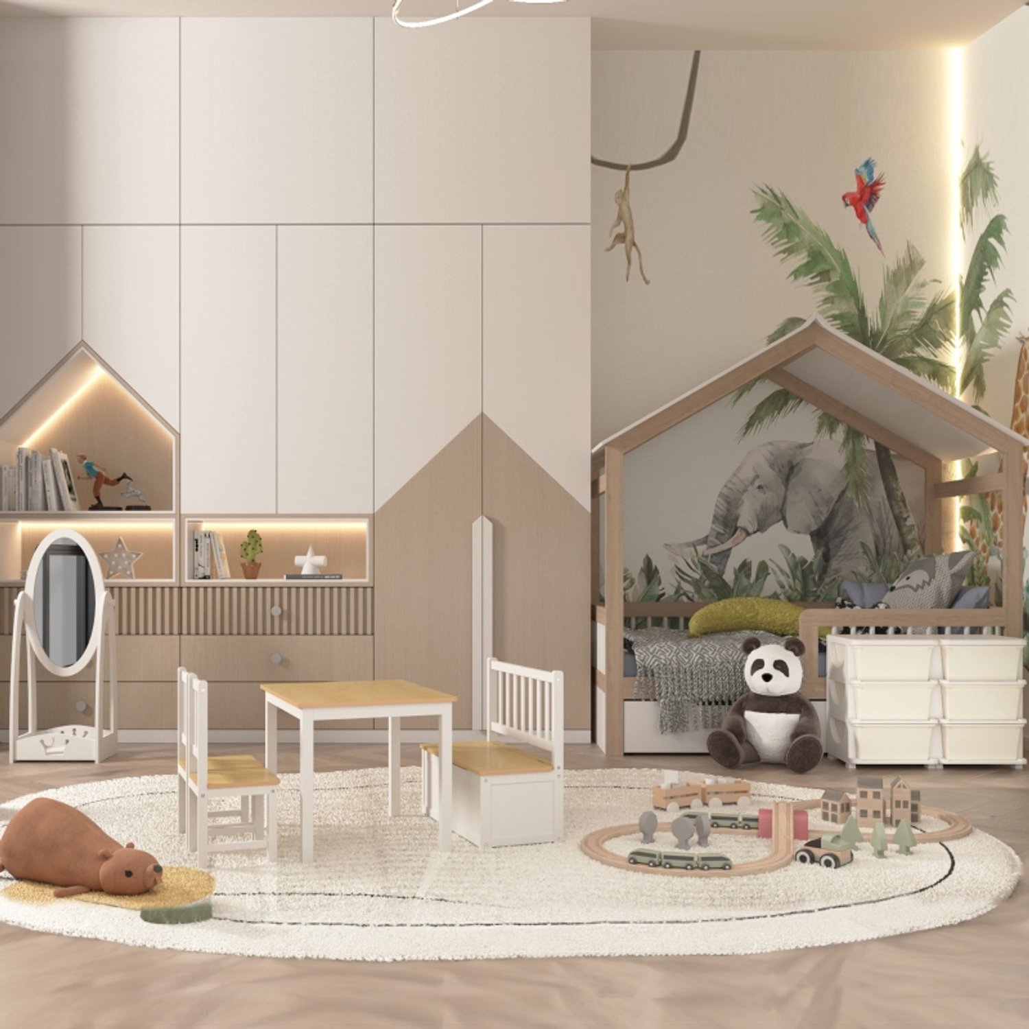 MIVRAY Kinderopbergkast - Zes Uitneembare Lades Voor Speelgoed En Kleding - Kunststof Crèmewit - 75 x 37 x 56,5 cm