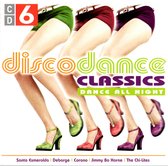 Disco Dance Classics CD 6 albumhoes met dansende benen in kleurrijke shorts en bijpassende hakken.