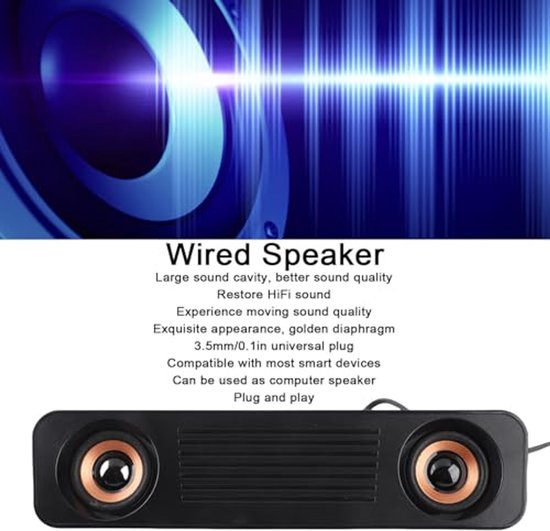 Soundbar voor Tv, USB-aangedreven 3,5 Mm Plug Hifi Stereo Subwoofer TV-luidsprekers Lange Luidspreker voor Tv-desktopcomputer — afbeelding 3