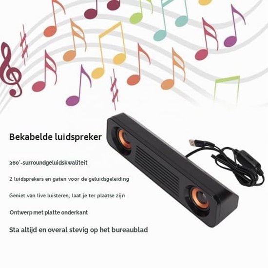 Soundbar voor Tv, USB-aangedreven 3,5 Mm Plug Hifi Stereo Subwoofer TV-luidsprekers Lange Luidspreker voor Tv-desktopcomputer — afbeelding 4