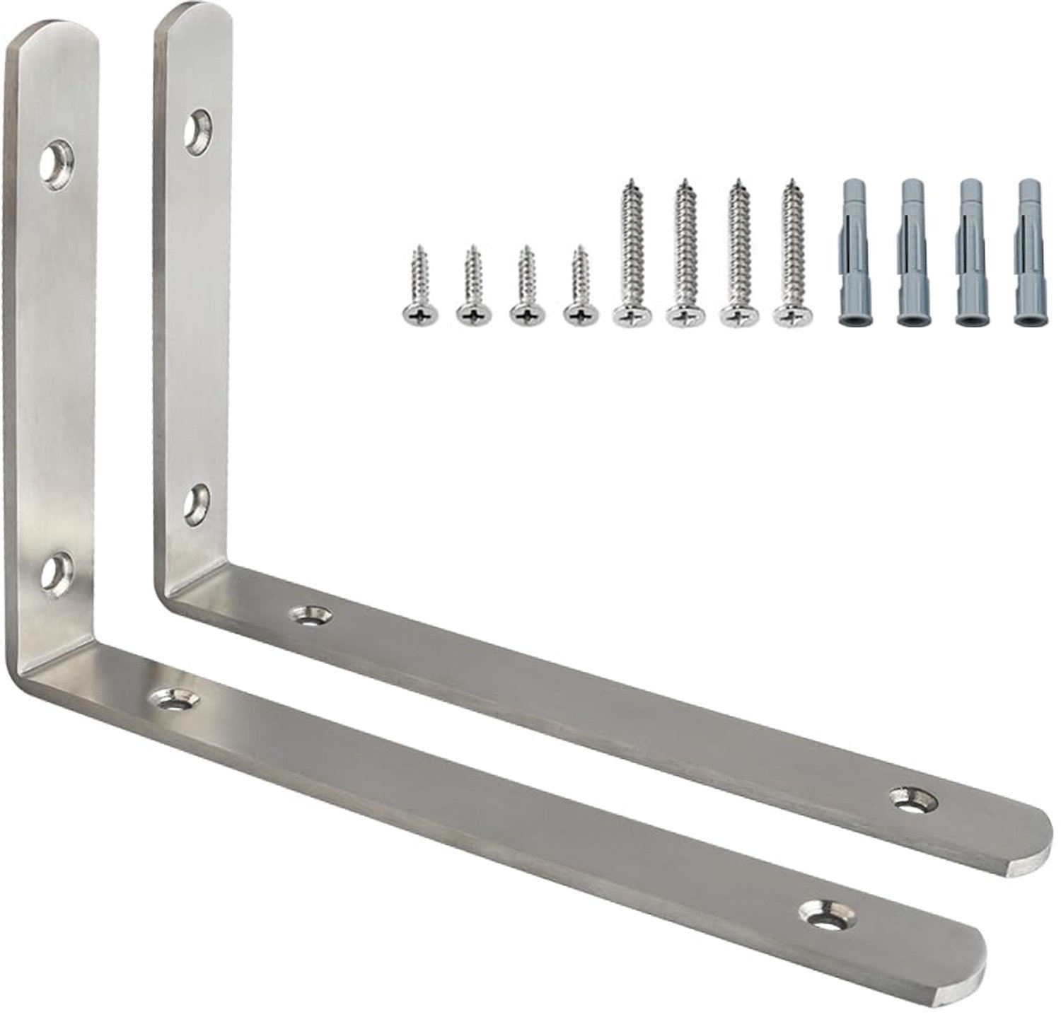 Set van 2 RVS Wandsteunen voor Plank - 200mm x 140mm
