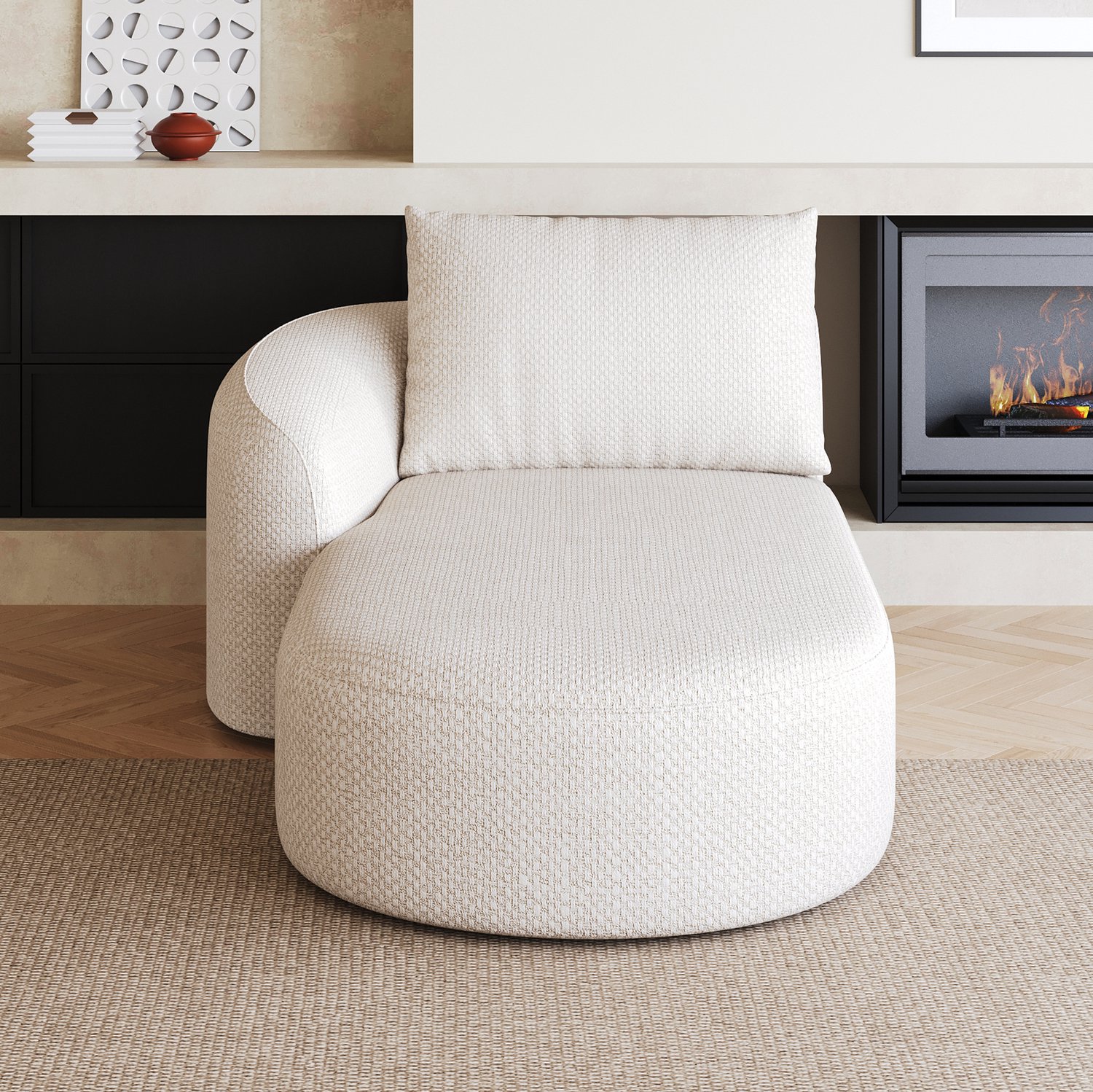 CHICFURN Slaapbank 168 cm - Zonder montage - 1-zits - Stof - Wit