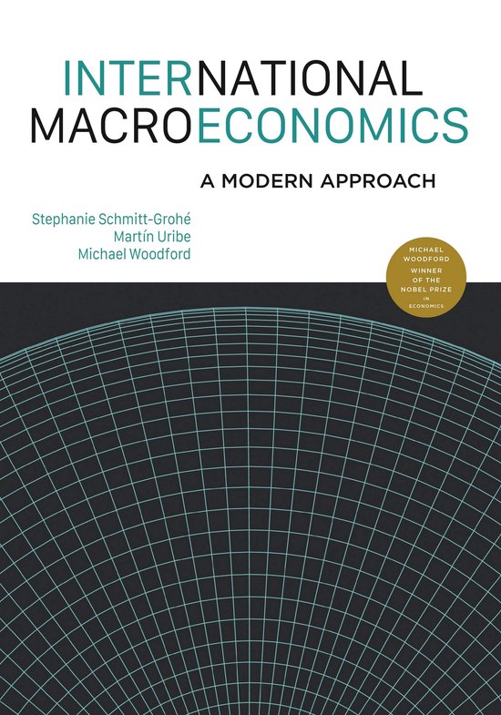 Couverture du livre International Macroeconomics: A Modern Approach avec une grille bleue sur fond noir.