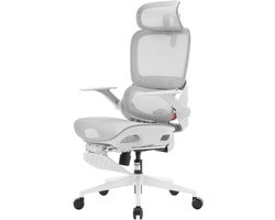 SIHOO B100 Ergonomische Bureaustoel met Voetsteun - Adaptieve Dynamische Lumbale Steun - Ademende Mesh - Ophoudbare Armsteunen - Grijs