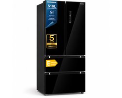 Heinner HCFD-M516INVHGBKE++ French Door Amerikaanse Koelkast – 516 L – No Frost – LED Touch Display – InoxCool Technology & ADT Fresh System – Zwart – 5 Jaar Garantie