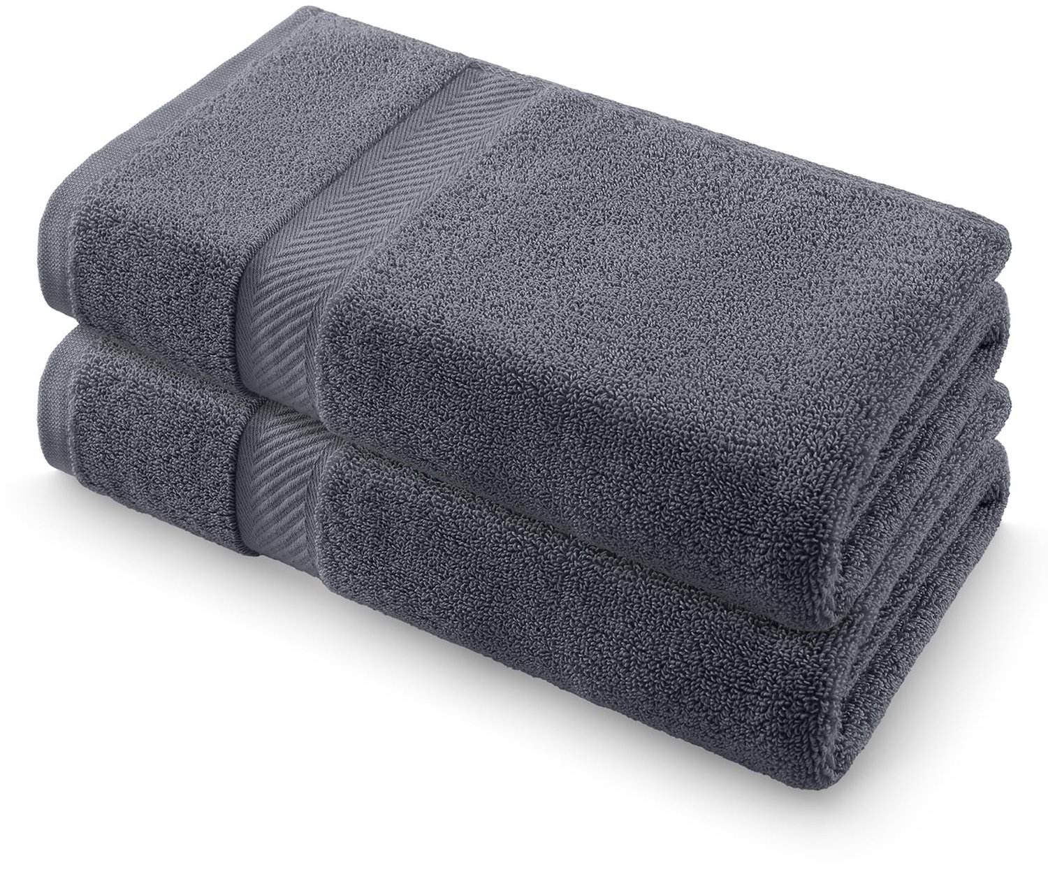 Handdoeken Set van 2 - 100% Katoen - Zacht en absorberend - Anthraciet 50 x 100 cm