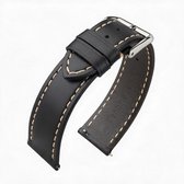 Bracelet Montre Cuir Veau Zwart 20mm