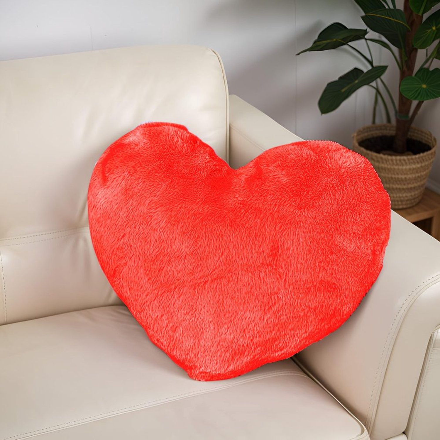 Hartvormige Pluche Kussen - Cuddly 46 x 36 cm - Rood