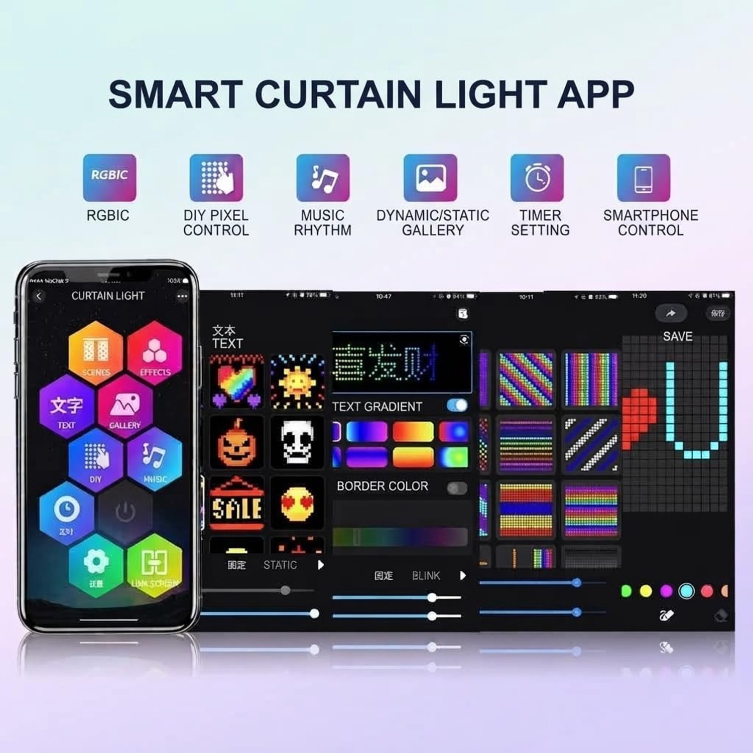 3×3M LED Gordijnverlichting - 400 RGB LED - Smart LED Lichtgordijn - Kerstverlichting Buiten - IP68 Waterdicht - Slimme RGB Sfeerverlichting met App, Dimbaar, Muziekgestuurd & DIY Patronen, Feestverlichting en Kerst, Gordijnen, Buitenmuren -TENGYIF® – foto 4