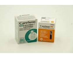 CareSens teststrips (50 st) en CareSens lancetten (100 st)
