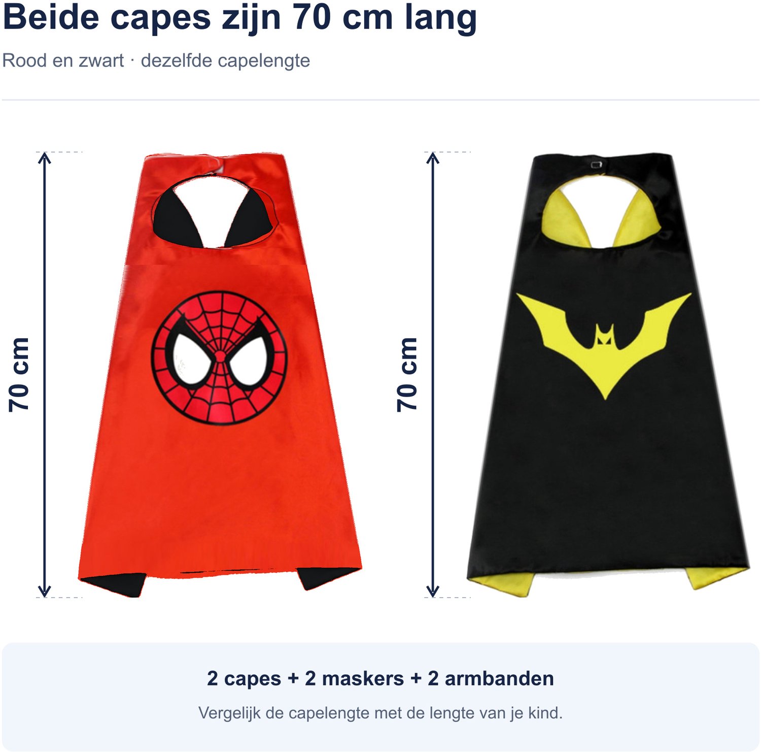 Jobber Toys Superhelden Set Rood/Zwart - Capes, Maskers, Armbanden — afbeelding 5