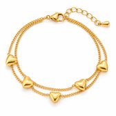 Armband Dames met hartje goudkleurig - goudkleurige hartjes armband van Sophie Siero® - Armband met hart en geschenkverpakking