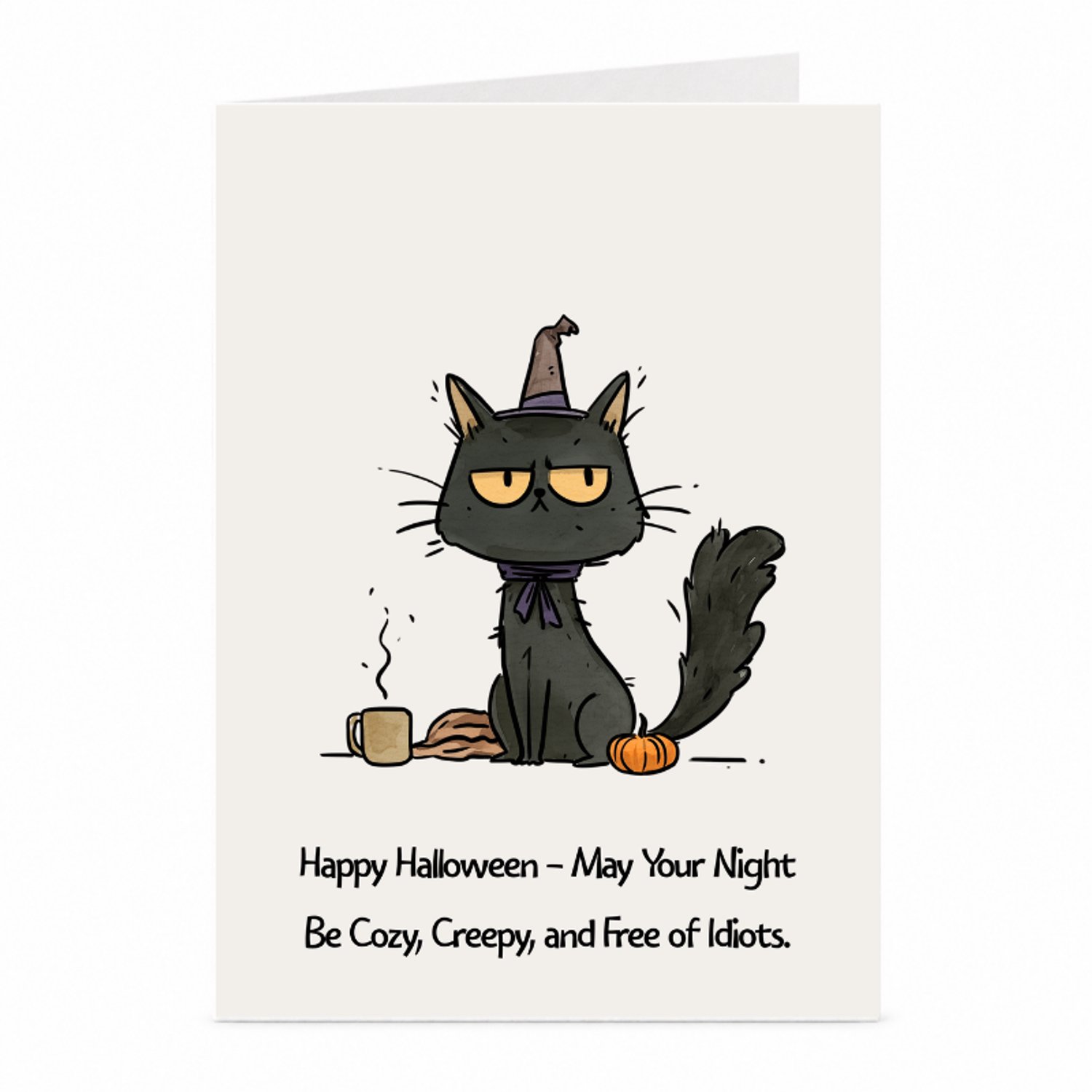 JustTheCardGuy Grappige Halloweenkaart - Zwarte kat - A6
