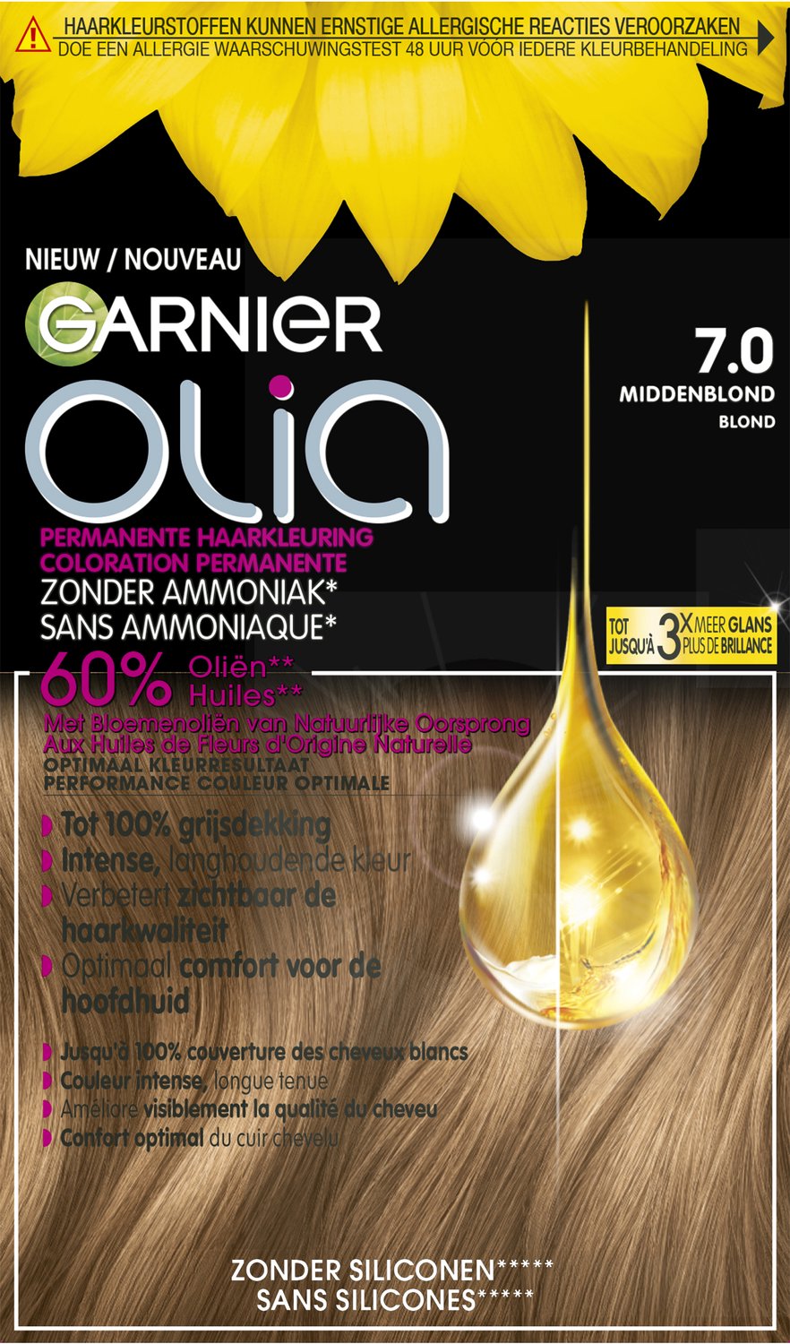 Garnier Olia Middenblond 7 - Permanente Haarkleuring Zonder Ammoniak - Kleurcrème op basis van 60% oliën - Haarverf