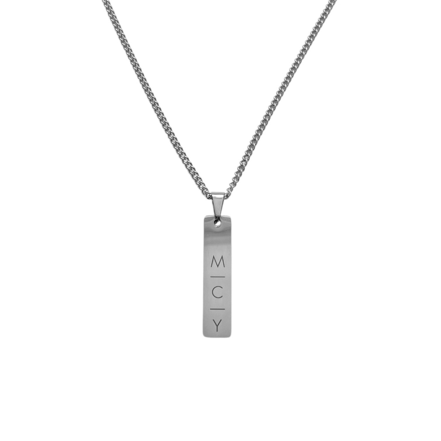 Heren Ketting met Initialen Bar Zilver