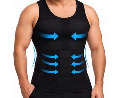 Corrigerend hemd mannen - compressie hemd - slank en recht postuur - buik shapewear - xxl- zwart