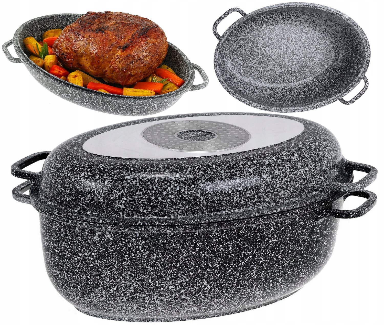 8L Gietijzeren Braadpan met Grilldeksel - Geschikt voor Inductie & Oven