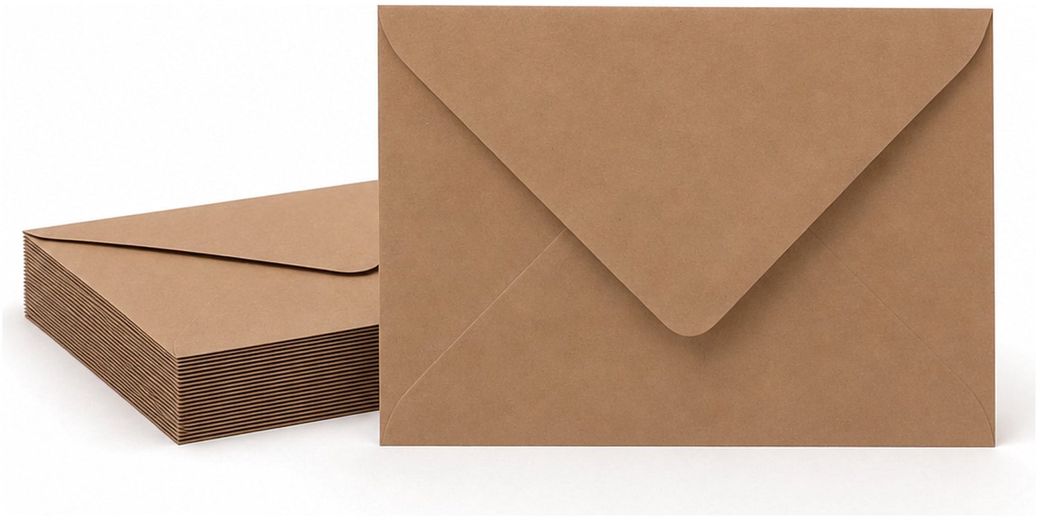 Enveloppen Bruin 12x18 cm - 25 stuks - 120 gram - Bruine Enveloppen - Geboortekaart Envelop