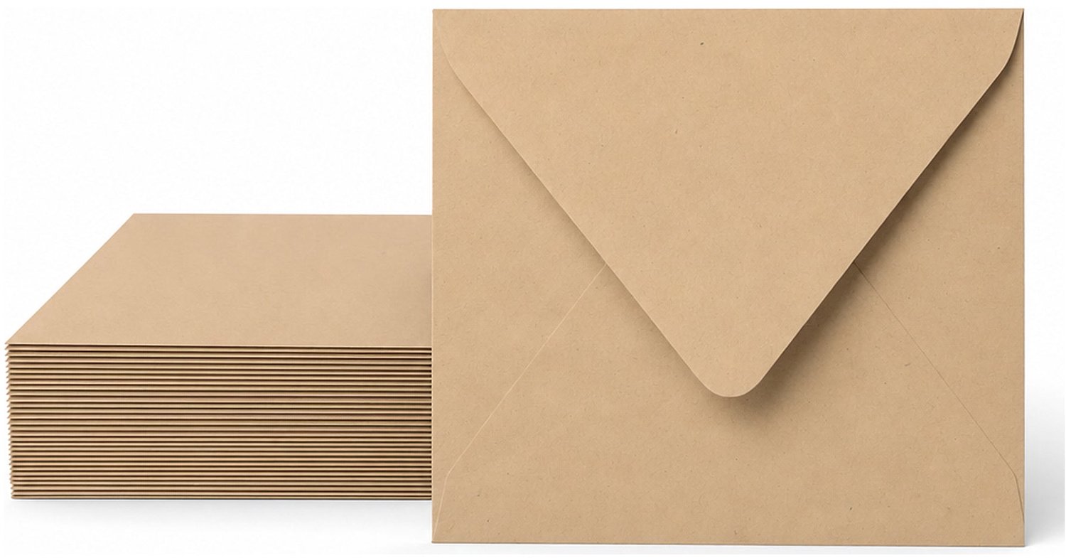 Enveloppen Kraftbruin 12.5x14 cm - 60 stuks - 120 gram - Kraft Enveloppen - Wenskaart Envelop