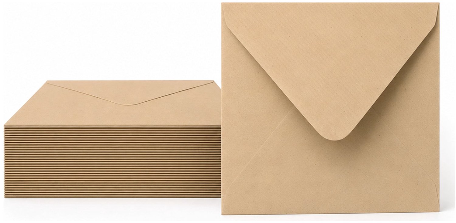 Enveloppen Kraftbruin 14x14 cm - 100 stuks - 120 gram - Vierkante Enveloppen - Wenskaart Envelop