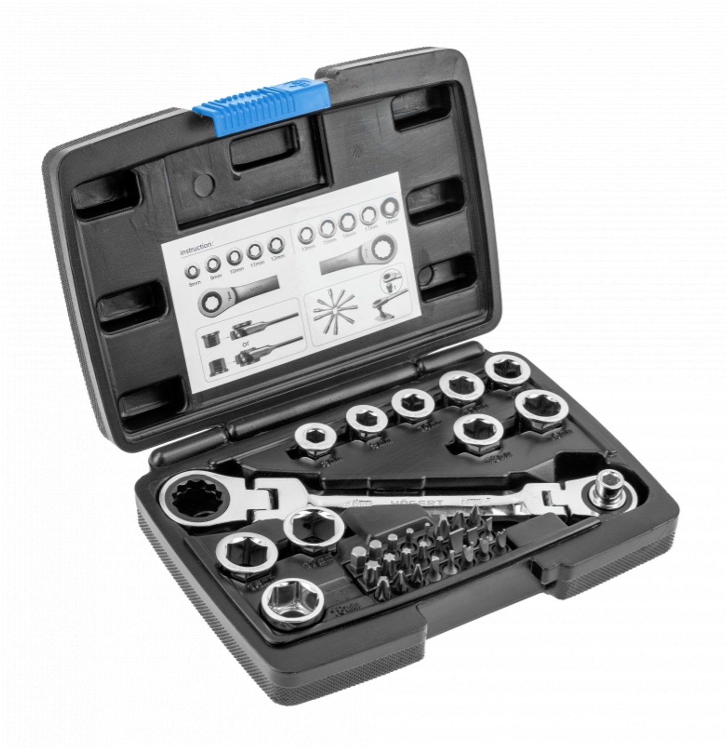 Högert Ringsleutel Set met Ratel, Cardan & Bits - 36 Delig