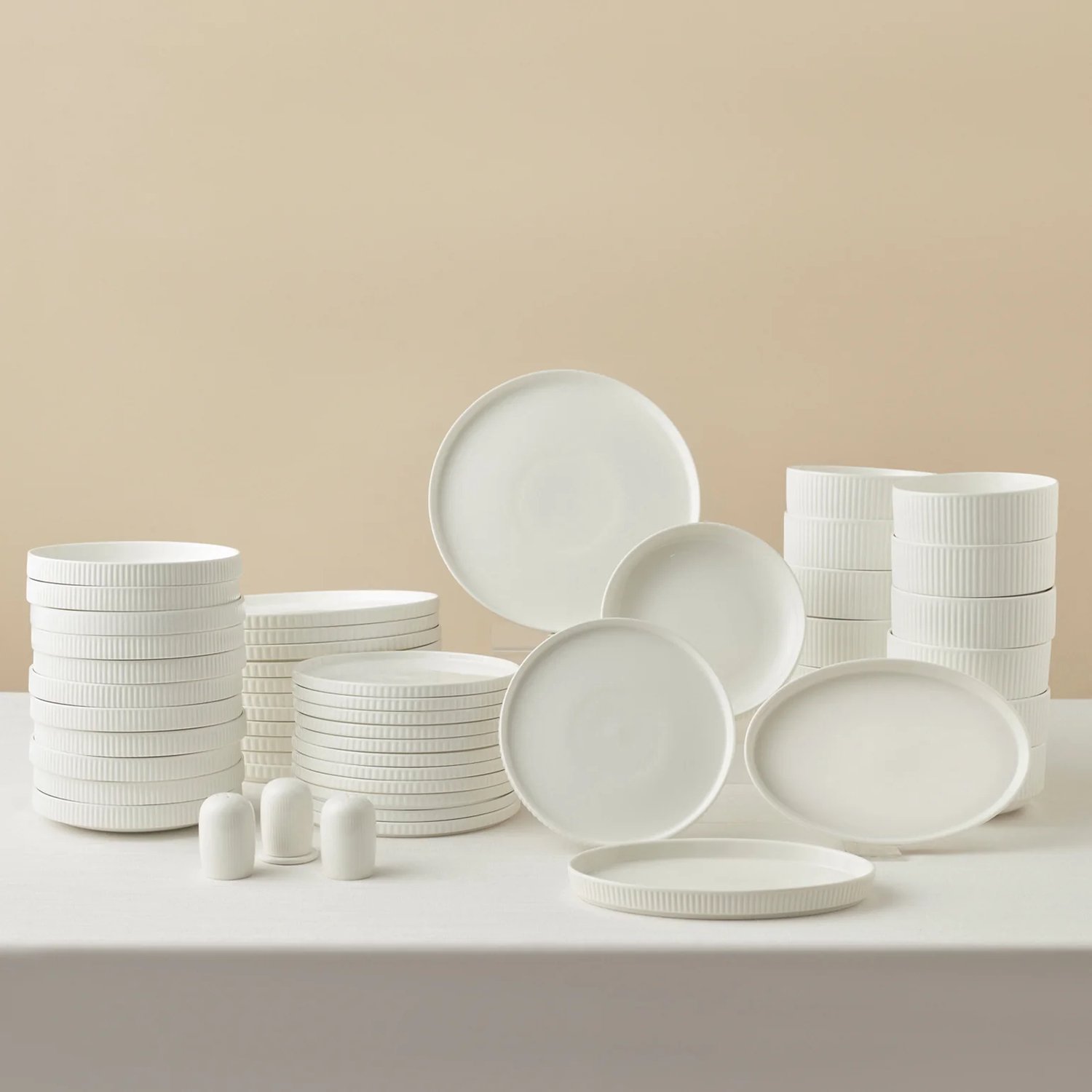 Karaca Forever Pablito - Serviesset – 53-delig – 12 Personen – Bone China – Wit – Diner- en Tafelservies