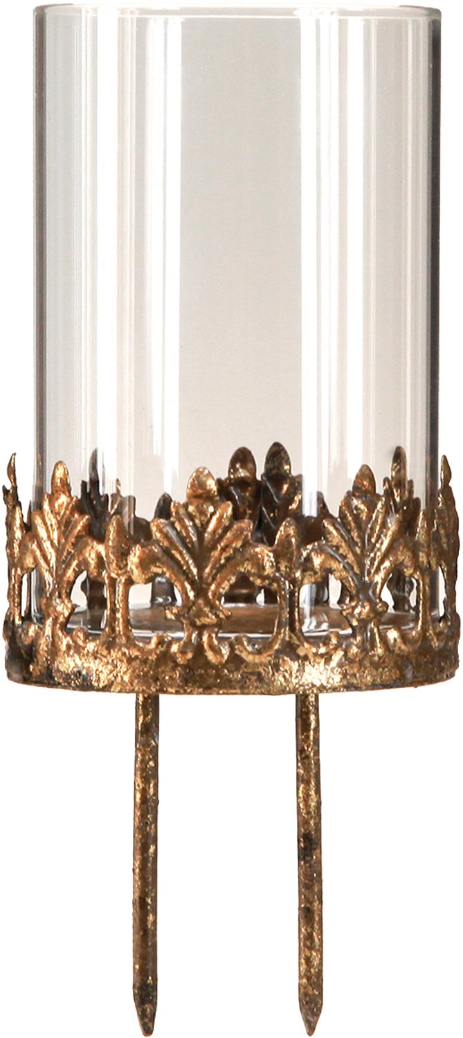 posiwio Theelichthouder met glas om in te steken antiek look goud Ø5,5cm 4 stu