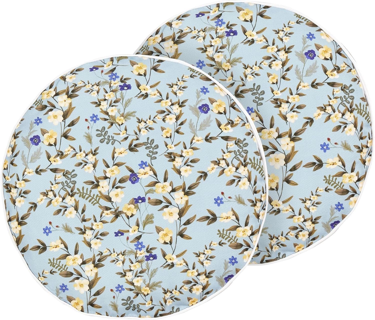 Set van 2 buitenkussens sierkussens bloemen patroon ⌀ 40 cm blauw Valloria