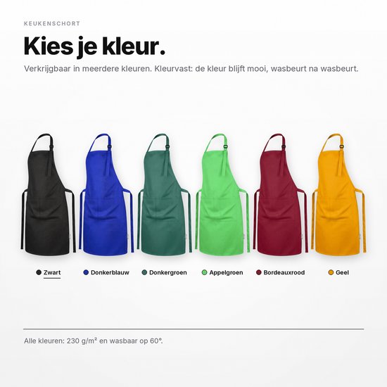 Zes koksbuizen in verschillende kleuren: zwart, donkerblauw, donkergroen, appelgroen, bordeauxrood en geel.