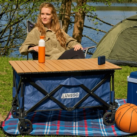 Luvego Bolderkar Met Opblaasbare Wielen | Opvouwbare Bolderkar | Strandkar | Bolderwagen | 100 kg Draagkracht | 140 Liter | Afneembare Wielen | Voor Strand, Camping, Festival & Picknick — afbeelding 4