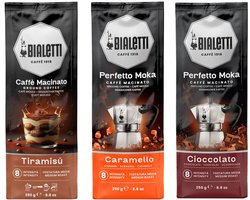 Bialetti Perfetto Moka Cioccolato Tiramisu Caramello - Mixverpakking - Gemalen Koffie - 750g (3x250g)