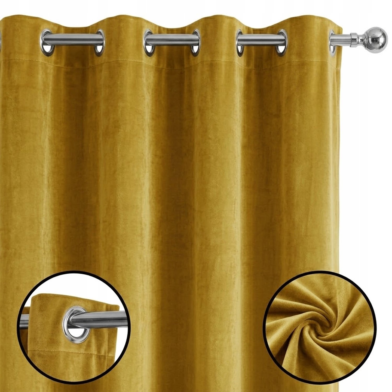 Luxe Velours Gordijn Mosterdgeel Verduisterend 140x250cm