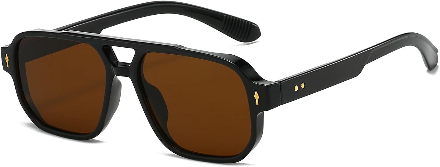 Vierkante zonnebril voor dames en heren, retro rechthoekige bril met UV400-bescherming