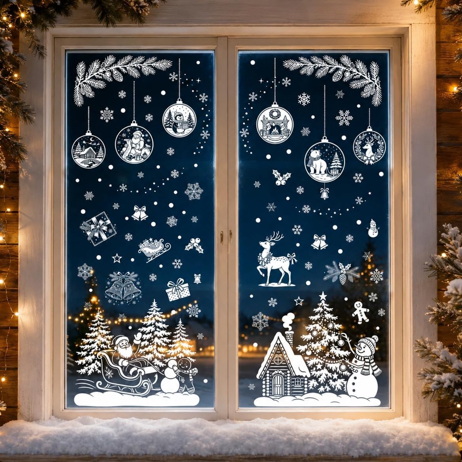 9 vellen raamafbeeldingen kerstdecoratie, wit, winter, raamdecoratie