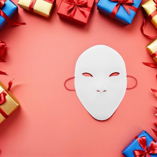 2 Stuks Wit DIY Masker Volledig Gezicht Beschilderbaar Papieren Maskerade Masker Unisex Cosplay Party Carnavalsmasker Lichtgewicht Comfortabel Kunstproject — afbeelding 5