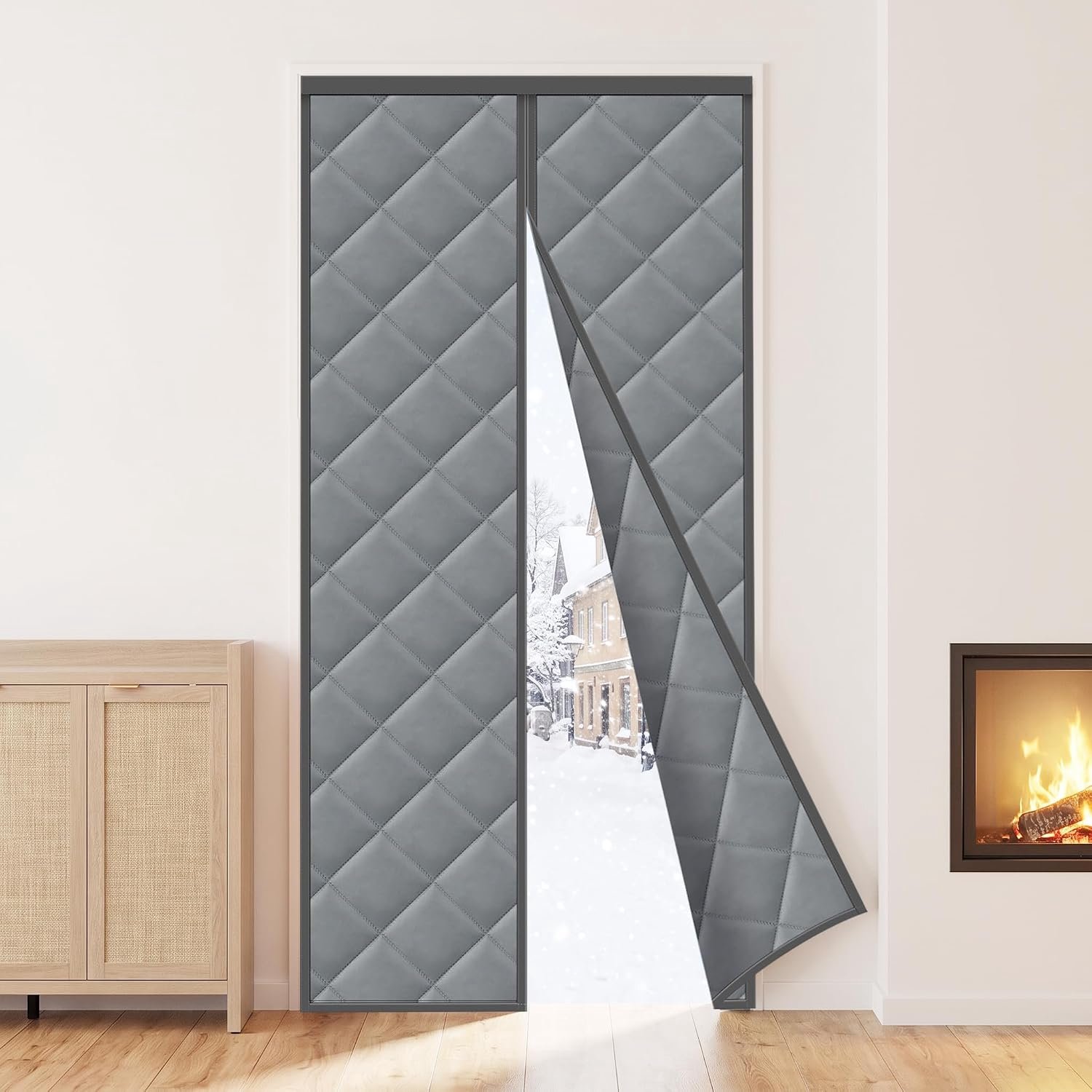 4UMOR Vliegengaas voor deur, thermische isolatie, 120 x 210 cm, donkergrijs