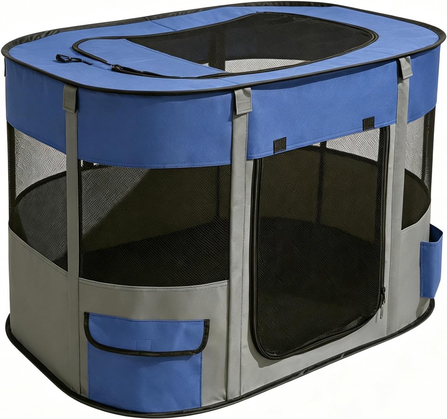 Hondenhok Huisdier hek 80x60x55cm Opvouwbare Huisdier box Rechthoek Bezorgkamer Kat Nest Cat den Puppy huis Kennel Gesloten Huisdieren Tent met draagtas (marine)