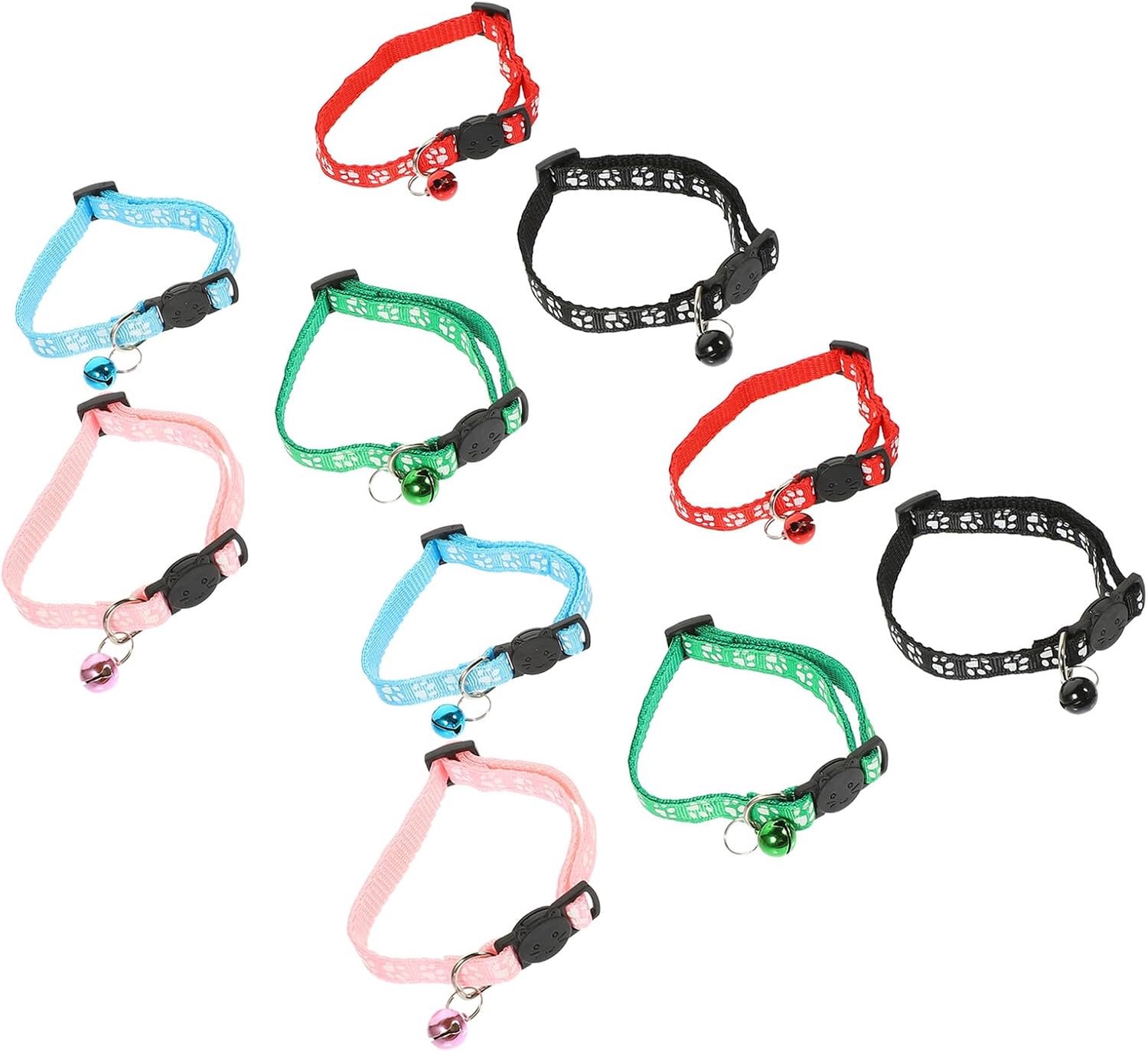 10 Stuks Verstelbare Kitten Halsband met Bel Pootprint Lint Ultralicht Comfort Veiligheidssluiting Kleurrijk Geschikt voor Feestelijke Buitenactiviteiten van Kleine Katten
