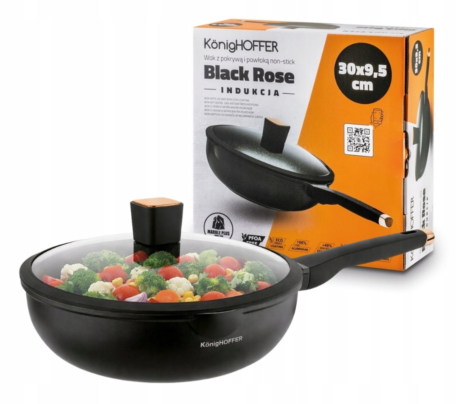 Wokpan met Deksel 30cm Black Rose - Anti-aanbak & Inductie