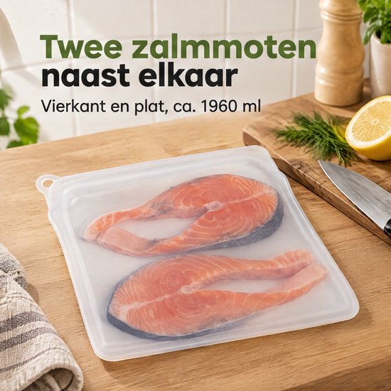 Lomera Siliconen Vershoudzak 1960 ml - Herbruikbare Diepvrieszak - Boterhamzakje - Bewaarzak voor Voedsel - Hersluitbaar Zakje - Invrieszak - Vriezerzak - Mealprep - Opbergzak - BPA-vrij — cadeau in Cadeau-ideeën - foto 7