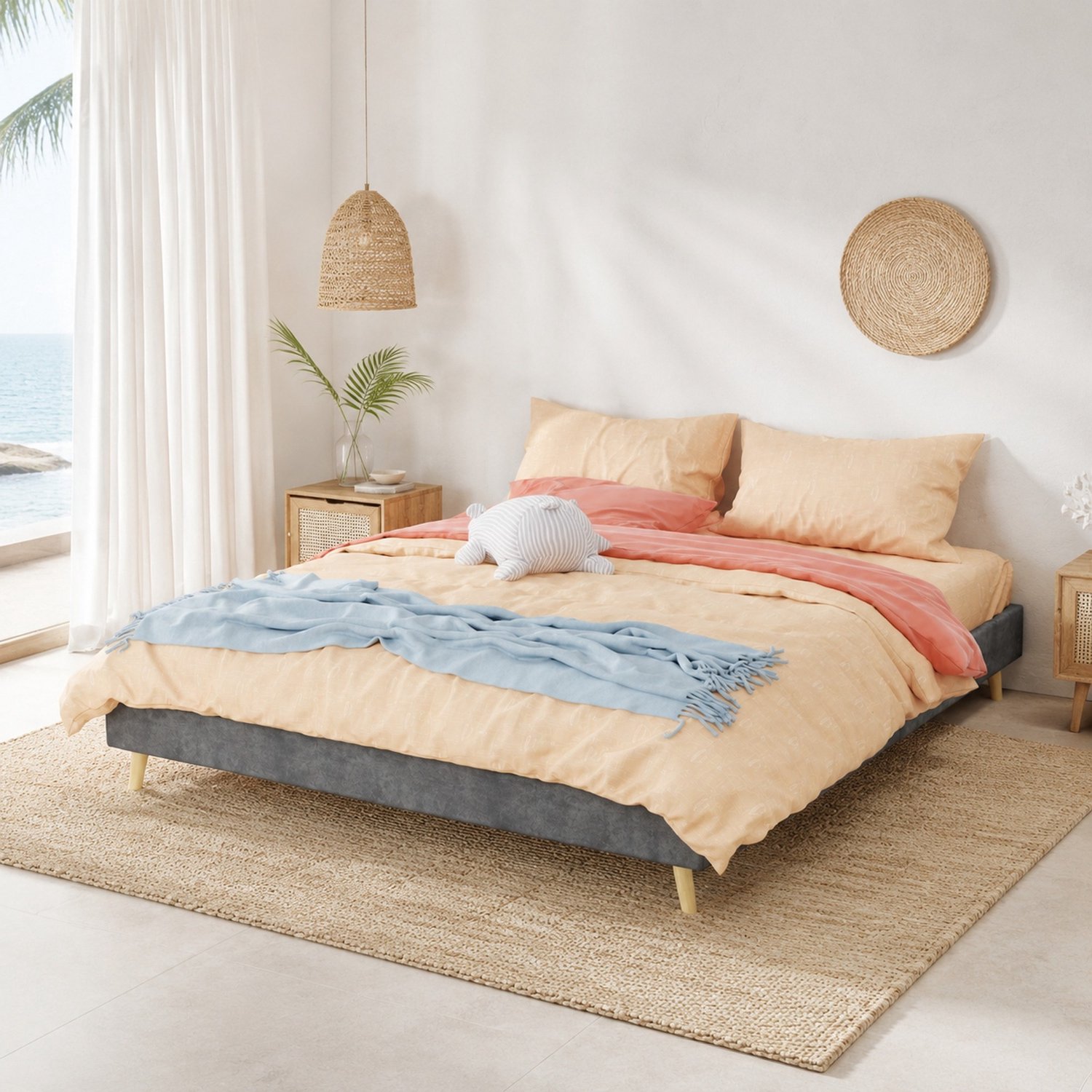 CHICFURN Bedframe 160x200 cm - grijs fluweel - lattenbodem - zonder hoofdbord