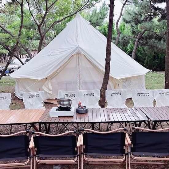 5m 900D Oxford Bell‑tent Luxe Glamping Tent Off‑wit, Dubbele Schoorsteenopening — afbeelding 4