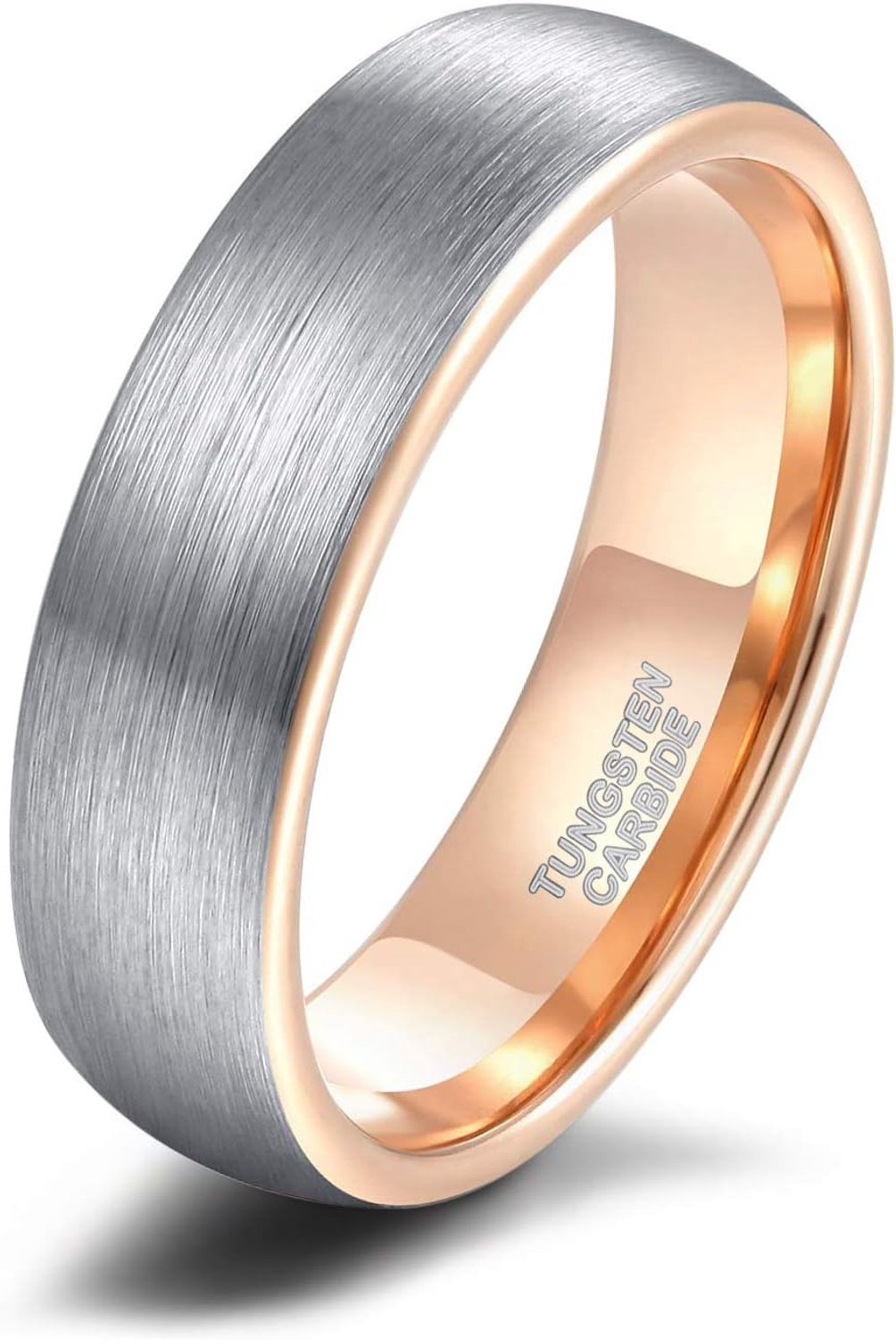Trouwring, voor dames en heren, wolfraam, 6 mm, 8 mm, met penseel, zilverkleurig, met zwart en blauw