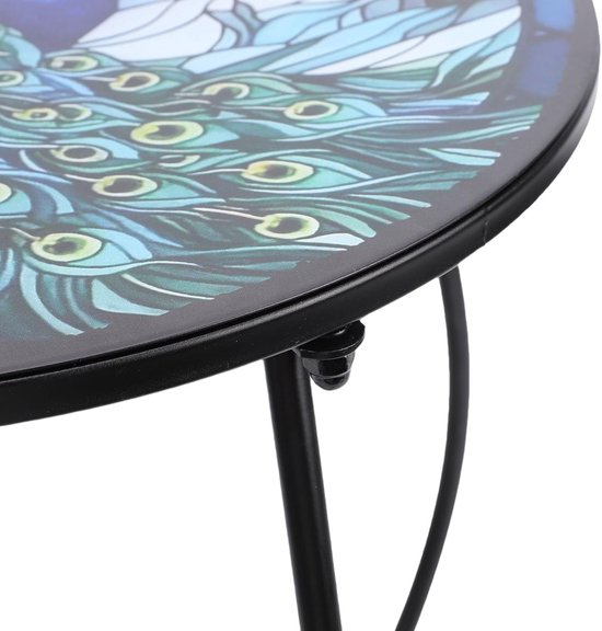 Ronde bijzettafel, ijzeren decoratieve patio-accenttafel, buitensalontafel voor tuinbalkon, binnen en buiten (B) — afbeelding 3