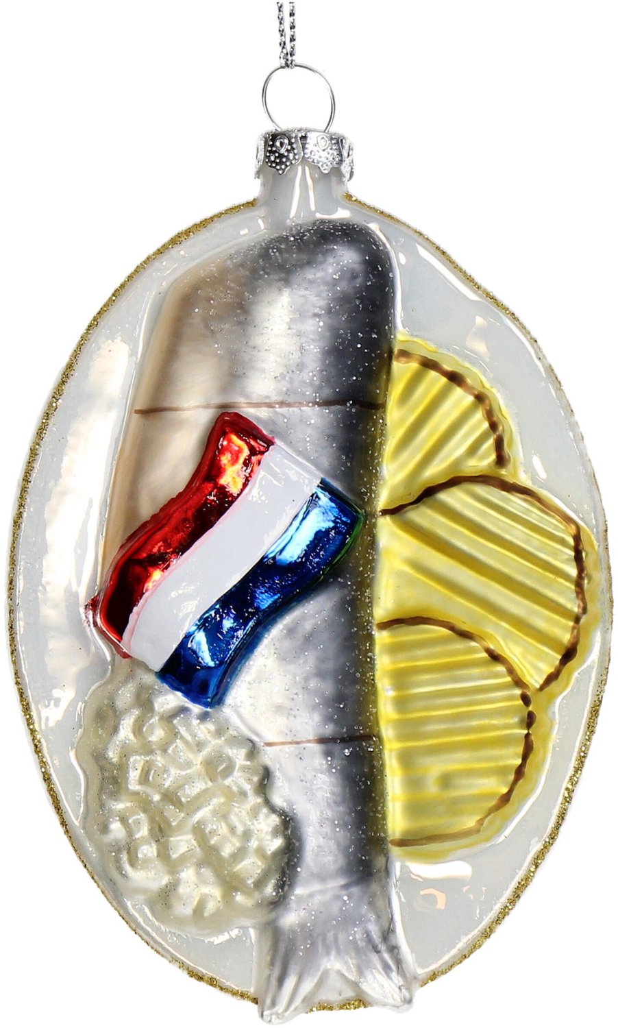 Ornament kerstbal Haring Glas Multi 10.9 cm HD Collection