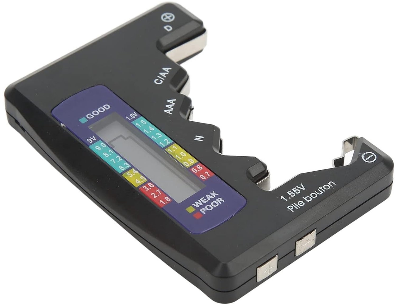 Digitale Batterijcapaciteitsindicator - Zwart - Universale Batterij Tester voor Diverse Types - Voor D C N AAA AA 9 V 1,5 V Knoopcel