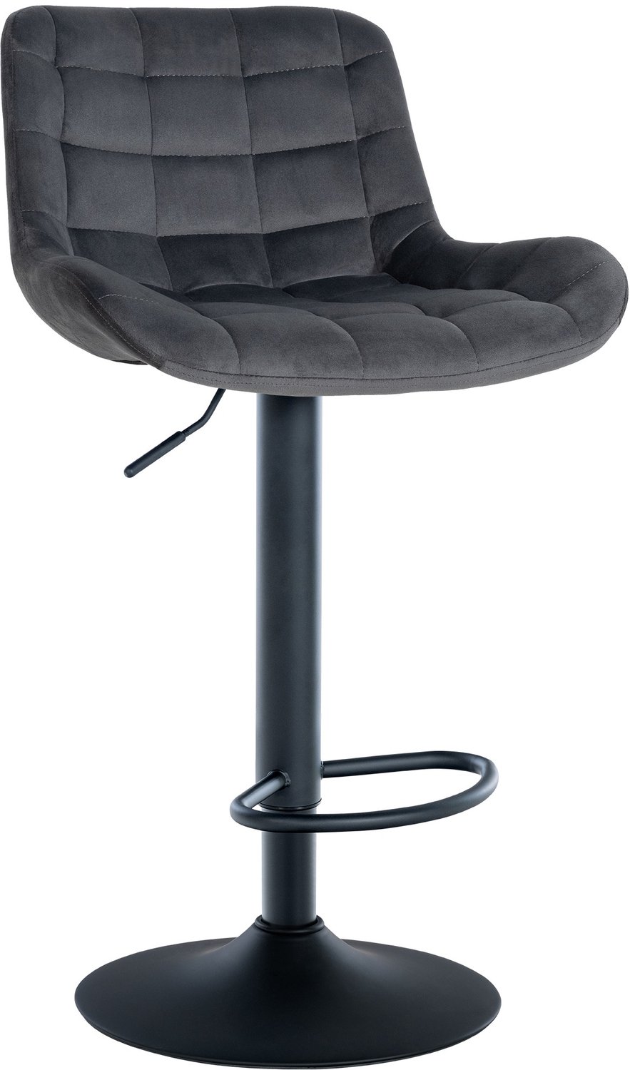 Luxe Comfort Barkruk - Verstelbaar - Fluweel - Donkergrijs zwart/donkergrijs